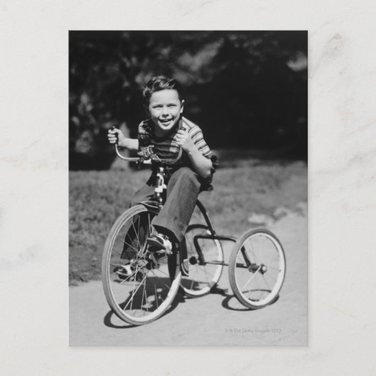 Boy Riding Tricycle Briefkaart (Voorkant)