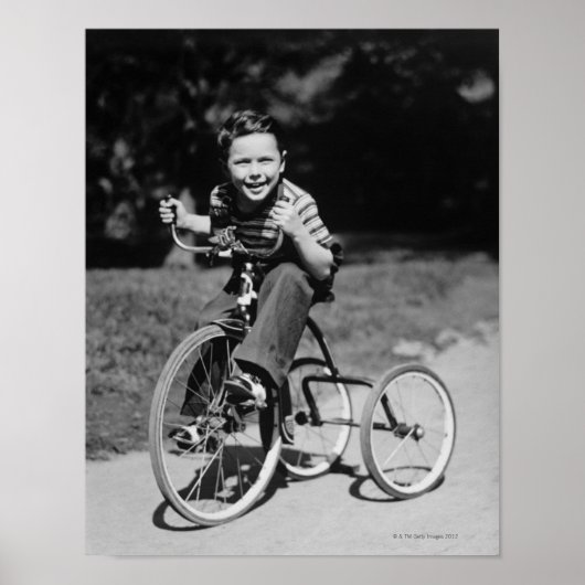 Boy Riding Tricycle Poster (Voorkant)