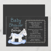 Boy Rocking Horse Baby shower Invitation (Devant / Derrière)