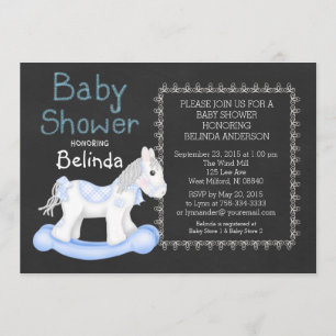 Boy Rocking Horse Baby shower Invitation Kaart