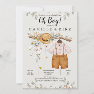 Boy Rustic Boerderij Land Baby shower Uitnodiging
