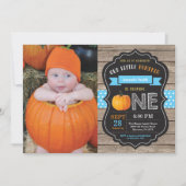 Boy Rustic Citrouille Invitation d'anniversaire (Devant)