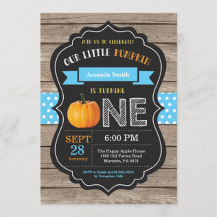 Boy Rustic Citrouille Invitation d'anniversaire