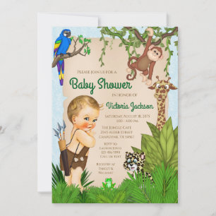 Boy Safari Animal Oerwoud Baby shower Kaart