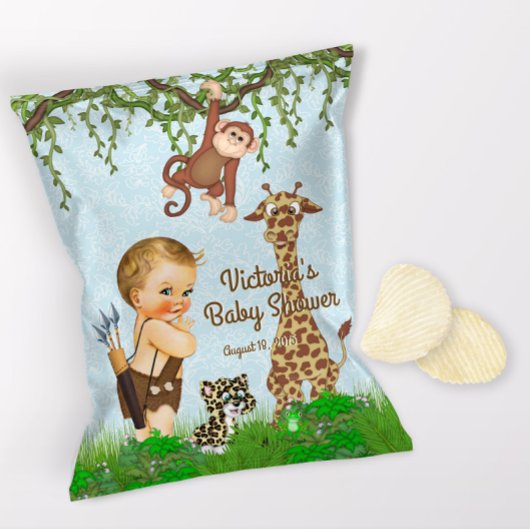 Boy Safari Animals Baby shower Chip Bag Wrapper Flyer