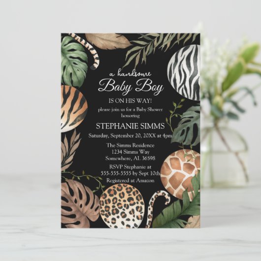 Boy Safari Baby shower Kaart (Staand voorkant)