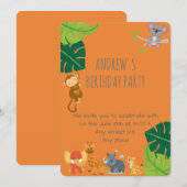 Boy Safari Birthday Invitation (Devant / Derrière)