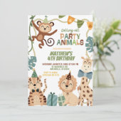 Boy Safari Birthday party animals invitation (Debout devant)
