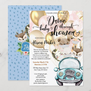 Boy Safari Oerwoud Drive by Baby shower Inv Kaart
