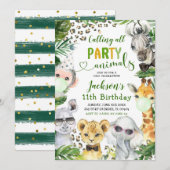 Boy Safari Party Animaux Anniversaire Invitation (Devant / Derrière)