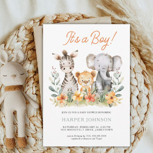Boy Safari Wild Een Baby shower Uitnodiging