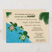 BOY Sea TURTLE Baby shower Invitation BLUE (Honu)  (Devant / Derrière)