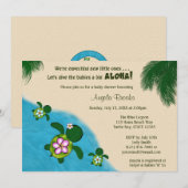 BOY Sea TURTLE Baby shower Invitation TWIN (Honu) (Devant / Derrière)