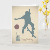 Boy Skateboarden Verjaardag Kaart (Gele Bloem)