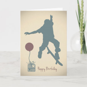 Boy Skateboarden Verjaardag Kaart
