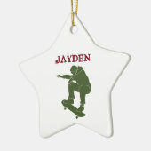 Boy Skateboarding Personalized Skateboarders Keramisch Ornament (Links)