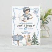 Boy Ski Birthday Invitation Kaart (Staand voorkant)