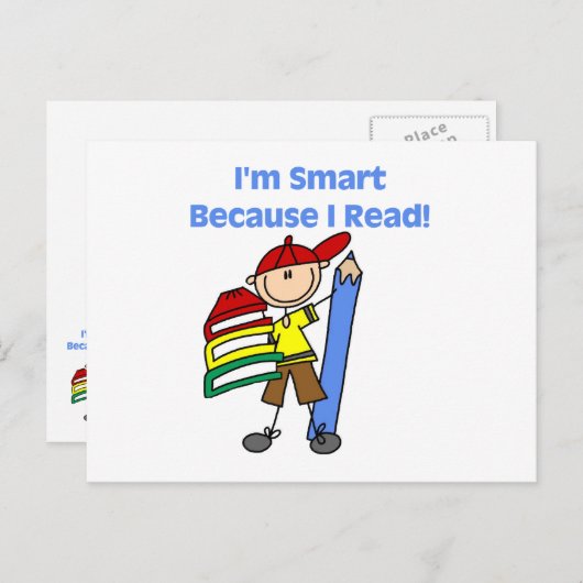 Boy Smart omdat ik las Briefkaart (Voorkant / Achterkant)