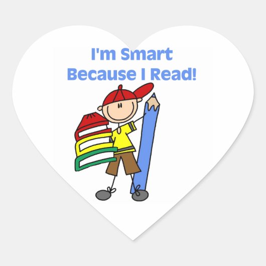 Boy Smart omdat ik las Hart Sticker (Voorkant)