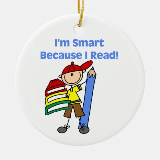 Boy Smart omdat ik las Keramisch Ornament (Voorkant)