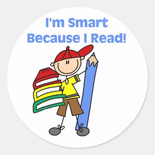 Boy Smart omdat ik las Ronde Sticker (Voorkant)