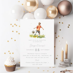 Boy Soccer Invitation de fête d'anniversaire - Aqu