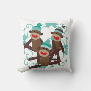 Boy Sock Monkeys Coussin