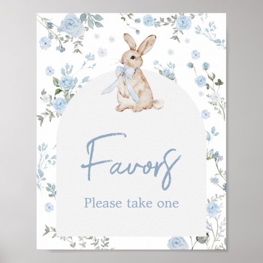 Boy Some Bunny Baby shower Favors Sign Poster (Voorkant)