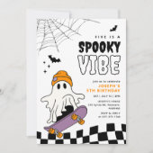 Boy Spooky Halloween Birthday Invitation Kaart (Voorkant)