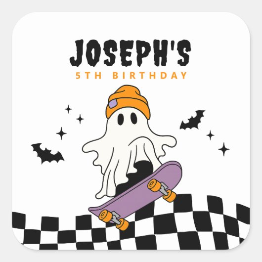 Boy Spooky Halloween Verjaardag Sticker (Voorkant)