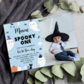 Boy Spooky One Ghost 1e Verjaardag uitnodiging