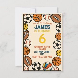 Boy Sports Football Verjaardagsfeestje Thema Kaart