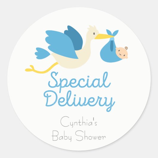Boy Stork Baby shower Stickers (Voorkant)