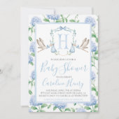 Boy Stork Crest Baby shower Invitation (Devant)