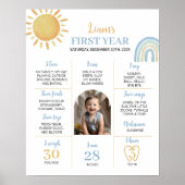 Boy Sunshine Rainbow Birthday Milestone Poster (Voorkant)