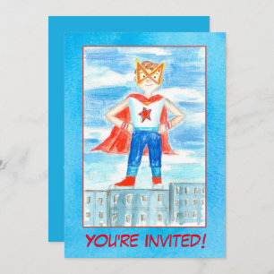 Boy Super Hero Birthday Party Invitation Kaart