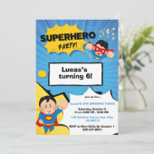 Boy Superhero Birthday Invitation (Debout devant)