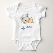 Boy Teddy Bear Baby Beer Baby Bodysuit (Voorkant)
