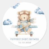 Boy Teddy Bear Baby shower Ronde Sticker (Voorkant)