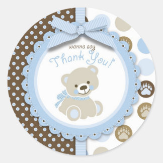 Boy Teddy Bear Dank je Ronde Sticker