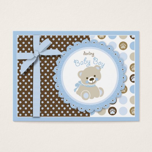 Boy Teddy Bear Gift Label Visitekaartje (Voorkant)