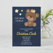 Boy Teddy Bear Navy blauw Baby shower Kaart (Staand voorkant)