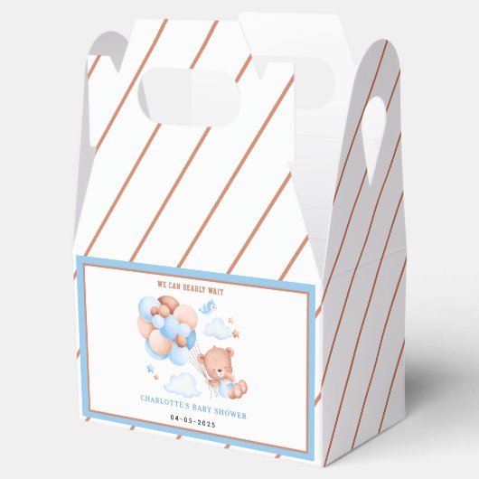 Boy Teddy Bear “We Can Bearly Wait” Baby Shower Bedankdoosjes (Geopend)