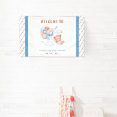 Boy Teddy Bear “We Can Bearly Wait” Baby Shower Spandoek (Insitu)