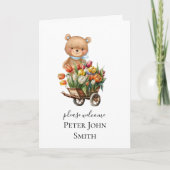 Boy Teddy Rustic Floral Card Faire-part (Devant)