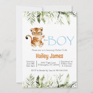 Boy Tiger Baby shower Invitation Kaart