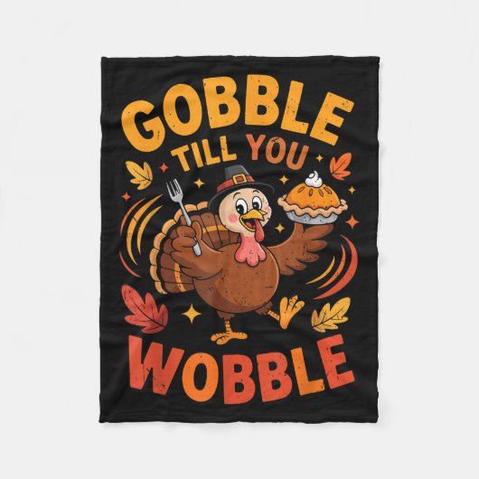 Boy Toddler Gobble Till You Wobble Turkey Funny Th Fleece Deken (Voorkant)