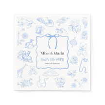 Boy Toile De Jouy Blue Baby Shower