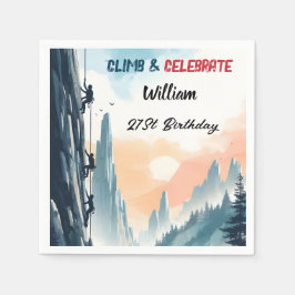 Boy Tree Fun Cliff Rock klimmen 21e verjaardag Servet