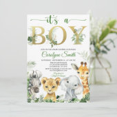 Boy Tropical Jungle Animaux Baby shower Invitation (Debout devant)